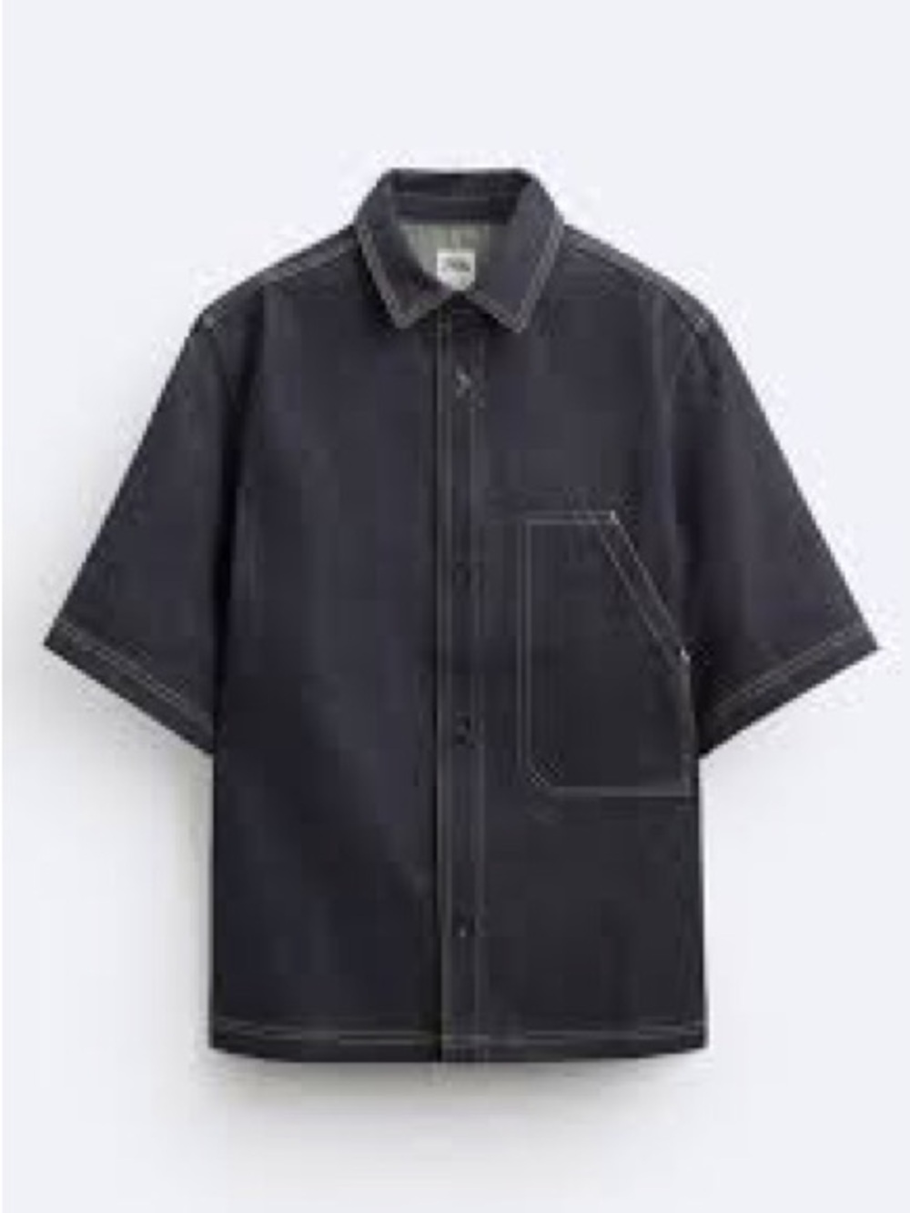 Zara / Men’s Dark Indigo Short-Sleeve Denim Button-Down Shirt - Sz. L - NWOT